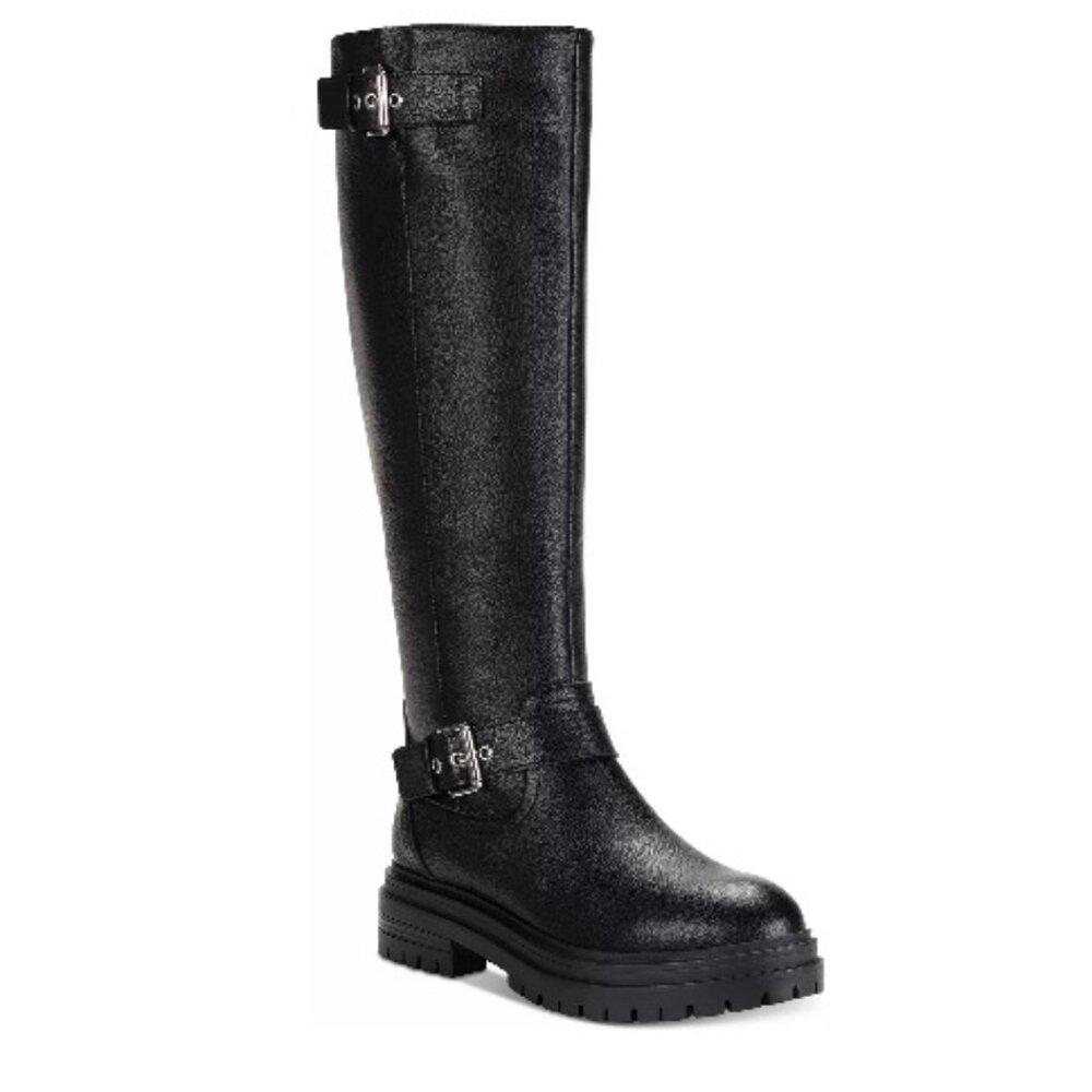 Sun + Stone Womens Omegaa Leather Platforms Moto Boots Black Smooth Size 7.5 NWB - Picture 1 of 10